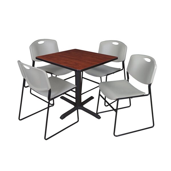 Cain Cain Square Table & Chair Set, Wood, Metal, Polypropylene Top TB3030CH44GY - main